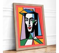 Fragmented Portrait Abstract Framed Wall Art Print A1 (84.1×59.4cm) Oak, Wall Decor for Living Room, Bedroom, Office & Home, Ready to Hang, Art Gift