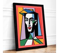 Fragmented Portrait Abstract Framed Wall Art Print A4 (29.7×21cm) Black, Wall Decor for Living Room, Bedroom, Office & Home, Ready to Hang, Art Gift