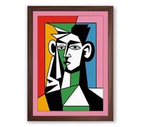 Fragmented Portrait Abstract Framed Wall Art Print A4 (29.7×21cm) Walnut, Wall Decor for Living Room, Bedroom, Office & Home, Ready to Hang, Art Gift