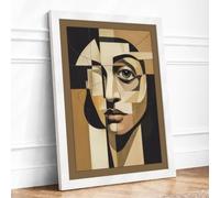 Fragmented Portrait Cubism Framed Wall Art Print A1 (84.1×59.4cm) White, Wall Decor for Living Room, Bedroom, Office & Home, Ready to Hang, Art Gift