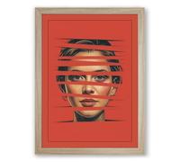 Fragmented Portrait Modern Framed Wall Art Print A1 (84.1×59.4cm) Oak, Wall Decor for Living Room, Bedroom, Office & Home, Ready to Hang, Art Gift