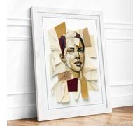 Fragmented Portrait Modern Framed Wall Art Print A4 (29.7×21cm) White, Wall Decor for Living Room, Bedroom, Office & Home, Ready to Hang, Art Gift