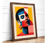 Fragmented Portrait Pop Art Framed Wall Art Print A1 (84.1×59.4cm) Walnut, Wall Decor for Living Room, Bedroom, Office & Home, Ready to Hang, Art Gift