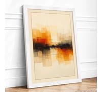 Fragmented Skyline Modern Framed Wall Art Print A3 (42×29.7cm) White, Wall Decor for Living Room, Bedroom, Office & Home, Ready to Hang, Art Gift