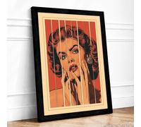 Fragmented Woman Pop Art Framed Wall Art Print A4 (29.7×21cm) Black, Wall Decor for Living Room, Bedroom, Office & Home, Ready to Hang, Art Gift