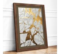 Fragments in Cream Minimalist Framed Wall Art Print A1 (84.1×59.4cm) Walnut, Wall Decor for Living Room, Bedroom, Office & Home, Ready to Hang, Art Gift