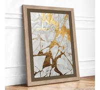 Fragments in Cream Minimalist Framed Wall Art Print A2 (59.4×42cm) Oak, Wall Decor for Living Room, Bedroom, Office & Home, Ready to Hang, Art Gift