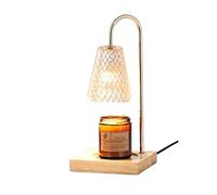 Fragrance Candle Warmer Lamp JOLIANE for Jar Candles Glassshade Electric Oak Melt Wax Burner Aromatherapy Light Indoor Bedroom Bedside Table(B Timer Add Dimmer)