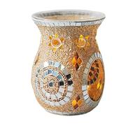 Fragrance Candle Warmer Lamp Wax Melt Warmer,Ethnic Style Sun Flower Mosaic Glass Wax Melt Oil Burners Aroma Burner Holder Home SPA Club Essential Oil Decor(-A6)