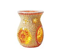 Fragrance Candle Warmer Lamp Wax Melt Warmer,Ethnic Style Sun Flower Mosaic Glass Wax Melt Oil Burners Aroma Burner Holder Home SPA Club Essential Oil Decor(-A1)
