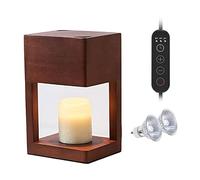 Fragrance Candle Warmer Lamp Wax with Timer for Yankee Large Jar, Wood Dimmable Melter for Scented Candles Top-Down Melting,Walnut wood color