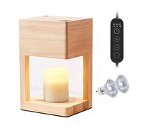 Fragrance Candle Warmer Lamp Wax with Timer for Yankee Large Jar, Wood Dimmable Melter for Scented Candles Top-Down Melting,Original wood color
