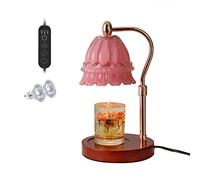 Fragrance Candle Warmer Lamp with Timer, Dimmable & Adjustable Height Compatible with Yankee Small & Large Size Jar,Rose Red