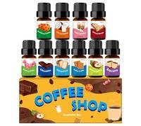 Coffee Shop Fragrance Oil for Candle & Soap Making, Holamay Premium Scented Oils 10 x 5ml - Espresso, Cafe Mocha, Chocolate, Almond Biscotti and More, Aromatherapy Essential Oils for Diffuser