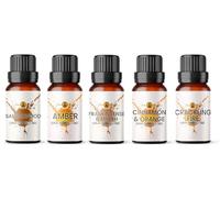 Fragrance Oil for Diffuser Set 5 x 10ml | for Candle Making, Wax Melts, Home Soaps, Bath Bombs, Burners | Winter Xmas Scents | Frankincense & Myrrh, Crackling Fire, Amber, Sandalwood, Cinnamon Orange
