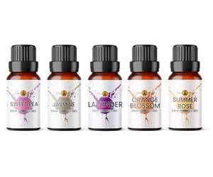 Fragrance Oil for Diffuser Set 5 x 10ml | for Candle Making, Wax Melts, Soaps, Burners, Car Diffuser Refill | Floral Flower Scents | Jasmine, Lavender, Summer Rose, Sweet Pea & Orange Blossom