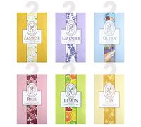 Fragrance Sachet Bags, Pack of 6, Natural Moth Repellent, Lavender Bags, Wardrobe Fresheners Hanging for Drawers Closets, Rooms, Wardrobes, Bathrooms,Cars(Jasmine, Rose, Lavender, Lily, Ocean,lemon)