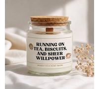 Fragranced Humour Colleague Gift Funny Candle - Running On Tea Biscuits Sheer Willpower in White Fragranced Humour White