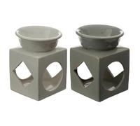 Fragrancia Eden Cube Ceramic Oil and Tart Burner with Geometric Cut-out (OB312C) (White)