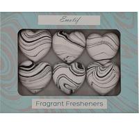 Fragrant Fresheners “Aphrodite” - Set of 6 Heart-Shaped Fresheners | Hand-Marbled Grey & White | Refreshable, Sustainable | Natural & Long-Lasting Scent | Ideal for Mother's Day Gift | Handmade in UK