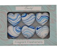 Fragrant Fresheners “Sea Lily” - Set of 6 Heart-Shaped Fresheners | Hand-Marbled Ocean Blue & White | Refreshable & Sustainable | Natural & Long-Lasting Scent | Ideal for Mother's Day Gift | Handmade