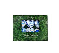 Fragrant Fresheners “Sea Lily” - Set of 6 Heart-Shaped Fresheners | Hand-Marbled Ocean Blue & White | Refreshable & Sustainable | Natural & Long-Lasting Scent | Handmade