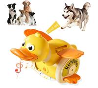 FRAGRANTGARDEN Crawling Duck Dog Toy, Interactive Dancing Duck Dog Toy with Music Sounds & Lights, 360 Degree Rotating Car Crawling Action Duck Toy for Puppies/Small/Medium