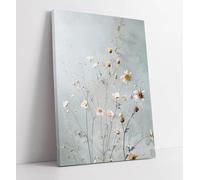 Frail long stemmed daisy flowers, grey Canvas Wall Art Print Picture - 20 inch wide x 30 inch high (Frame Depth 30mm)
