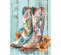 Framable 1000 Piece Classic Jigsaw Puzzle - Vintage Cowboy Boots Luxurious Shaped Wood Rounded Corner Puzzle - Beautiful Package - Home Decor - Best Gifts for Adults