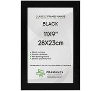 FRAMANEX BLACK 11X9 (28x23cm) Poster Picture Photo Frames | Attractive, Wood Finish, Landscape, Portrait Wall Hanging Poster Frames | 23X28cm-9X11 inch Rectangle Picture Frame [BLACK]
