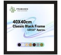 FRAMANEX Classic Picture Poster Frame, 40 X 40cm Black Frame, Wood Finish, Portrait, Landscape Display Square 400 X 400mm - 16 X 16 inches Frame (Black Picture Frames)