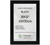 FRAMANEX Modern Black Colour 18X12 Picture Photo Poster Frames | 12X18 Inch Rectangle Picture Frame | Wood Finish Photo Frame