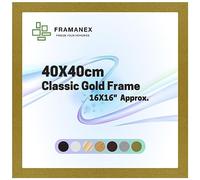 FRAMANEX Modern Dome Shape Frames | Gold Colour 40X40 CM Picture Photo Poster Frames | 40X40 CM Square Picture Frame | Beautify Your Walls with SD Mold Wood Finish Photo Frame