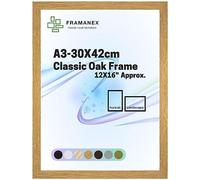 FRAMANEX Modern Dome Shape Frames | Oak Colour A3 Picture Photo Poster Frames | A3 Rectangle Picture Frame | Beautify Your Walls with SD Mold Wood Finish Photo Frame