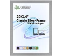 FRAMANEX Modern Dome Shape Frames | Silver Colour 20X14 Picture Photo Poster Frames | 14X20 Inch Rectangle Picture Frame | Beautify Your Walls with SD Mold Wood Finish Photo Frame