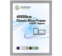 FRAMANEX Modern Dome Shape Frames | Silver Colour 40X50 CM Picture Photo Poster Frames | 50X40 CM Rectangle Picture Frame | Beautify Your Walls with SD Mold Wood Finish Photo Frame