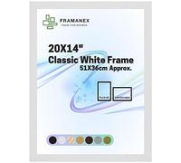 FRAMANEX Modern Dome Shape Frames | White Colour 20X14 Picture Photo Poster Frames | 14X20 Inch Rectangle Picture Frame | Beautify Your Walls with SD Mold Wood Finish Photo Frame