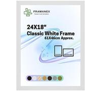 FRAMANEX Modern Dome Shape Frames | White Colour 24X18 Picture Photo Poster Frames | 18X24 Inch Rectangle Picture Frame | Beautify Your Walls with SD Mold Wood Finish Photo Frame