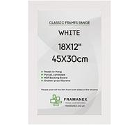 FRAMANEX Modern White Colour 18X12 Picture Photo Poster Frames | 12X18 Inch Rectangle Picture Frame | Wood Finish Photo Frame