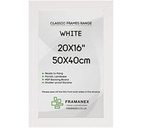 FRAMANEX Modern White Colour 20X16 Picture Photo Poster Frames | 16X20 Inch Rectangle Picture Frame | Wood Finish Photo Frame