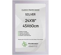 FRAMANEX Premium Quality 45X60 CM SILVER Picture/Photo/Poster Frames With an MDF Backing Board and High Clarity Styrene Sheet - Ready to Hang or Stand Family Portrait Frames