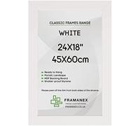 FRAMANEX Premium Quality 45X60 CM WHITE Picture/Photo/Poster Frames With an MDF Backing Board and High Clarity Styrene Sheet - Ready to Hang or Stand Family Portrait Frame
