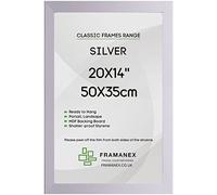 FRAMANEX SILVER B3 20X14 (50X35cm) Large Picture Photo Poster Frames | Modern, Wood Finish, Landscape, Portrait Wall Hanging Picture Frames | 35X50cm-14X20 inch Rectangle Picture Frame [SILVER]
