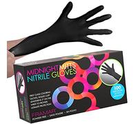 FRAMAR Black Nitrile Gloves Medium, Disposable Gloves, Black Gloves - 100 | Medium Black Disposable Gloves, Non-Latex Latex Free Gloves for Hair Colouring, Salon Use - 100 Pack