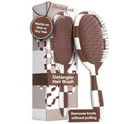 FRAMAR Detangler Wet Hair Brush Women For Curly Hair - Checkered Chocolate | Detangling Hair Brush for Women, Curly Hair Brush for Wet & Dry Hair, Anti-Frizz Styling Brush, Checkered Chocolate Print