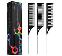 FRAMAR Dreamweaver Highlighting Comb Set, 3-Pack Pin Tail Hair Combs Black