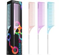 FRAMAR Dreamweaver Highlighting Comb Set - Rat Tail Hair Combs With Metal Tai