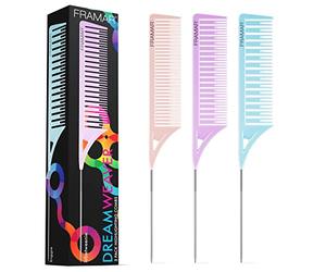 FRAMAR Dreamweaver Highlighting Comb Set - Rat Tail Hair Combs With Metal Tail, Highlight Comb Hair Dye Accessories, Tail Combs, Reduces Highlighting Time By Quickly Separating Hair - 3 Pack Pastel