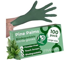 FRAMAR Green Nitrile Gloves Large, Biodegradable Disposable Non Latex