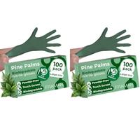 FRAMAR Green Nitrile Gloves Large, Biodegradable Disposable Non Latex (Pack of 2)